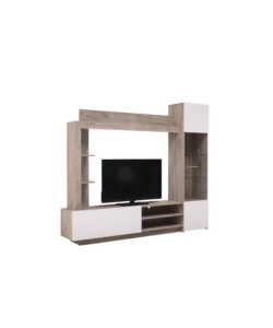 MOBILE TV "TORINO" ROVERE E BIANCO, 204X35X174,5 CM